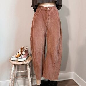 FREE PEOPLE - GOOD LUCK MID-RISE CORD BARREL JEANS